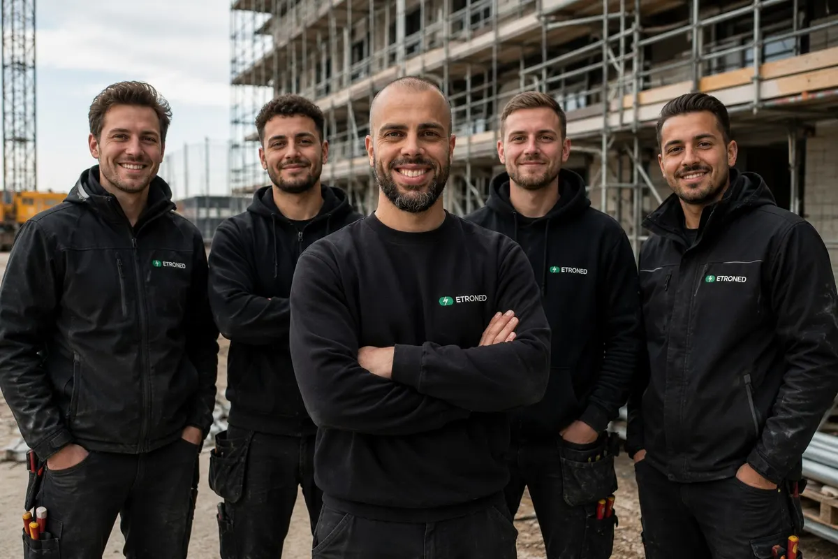 Het team van ETRONED op de bouwplaats